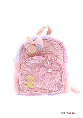  Zaino con paillettes con zip  Rosa