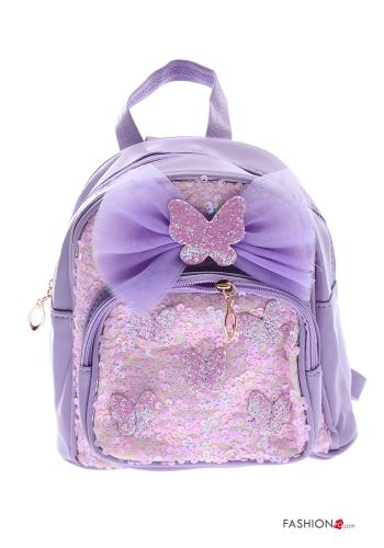  Backpack with sequins with zip Amethyst