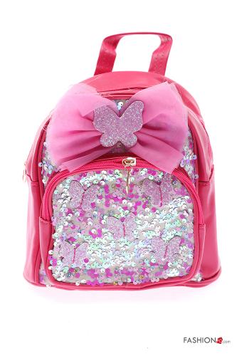  Backpack with sequins with zip Fucsia