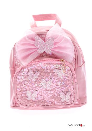  Backpack with sequins with zip Pink