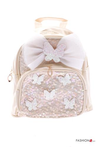  Backpack with sequins with zip Biscuit