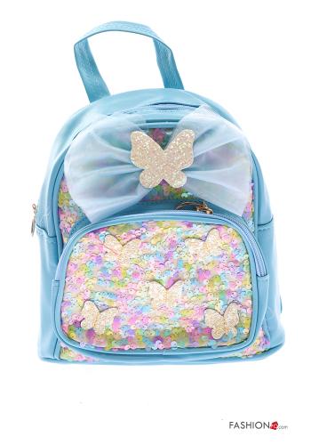  Backpack with sequins with zip Light cornflower blue