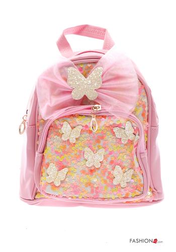  Backpack with sequins with zip Dusty pink