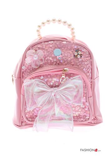  Backpack with sequins with zip with bow