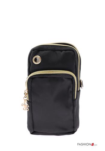  Mobile Phone Cover with zip with shoulder strap Black
