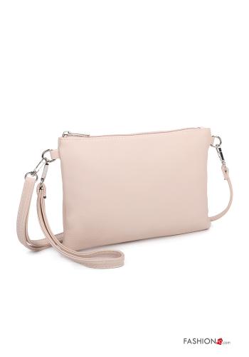  Clutch com fecho com alça  Bege