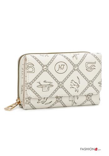  Patterned faux leather Wallet with pockets with zip White