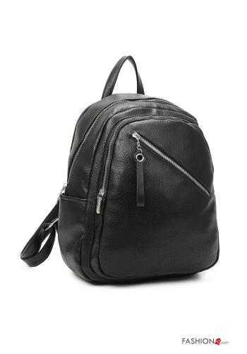  Zaino ecopelle con zip  Nero