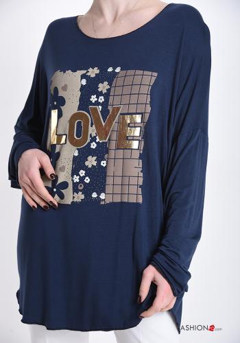  Patterned Long sleeved top  Midnight blue