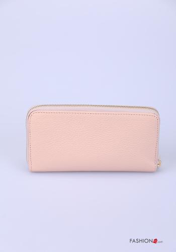  Genuine Leather Wallet with zip Pink