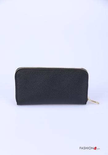  Genuine Leather Wallet with zip Black