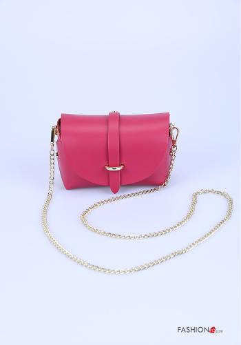  Bolso de Cuero Genuino con bandolera  Fucsia