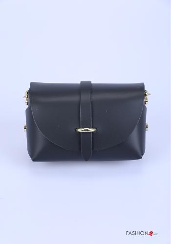 Bolso de Cuero Genuino con bandolera  Negro