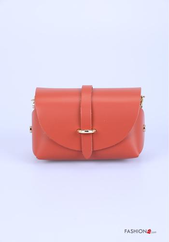  Bolso de Cuero Genuino con bandolera  Naranja