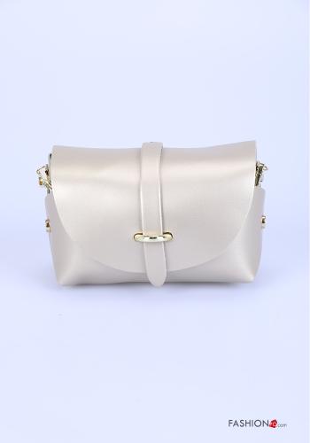  Bolso de Cuero Genuino con bandolera  Oro