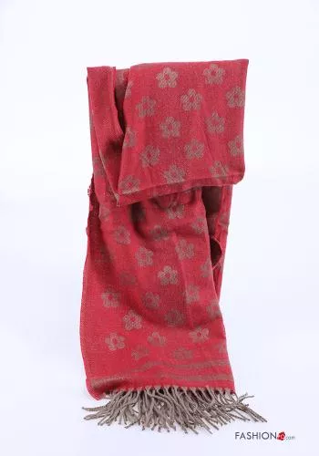  Floral print Wool Mix Scarf with fringes