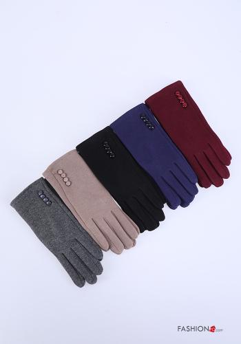  Cotton Gloves with buttons Various colours