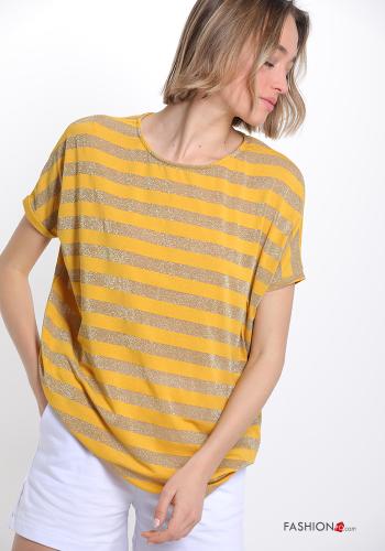  T-shirt lurex a rayas  Amarillo mostaza