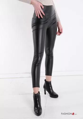  faux leather Leggings with zip