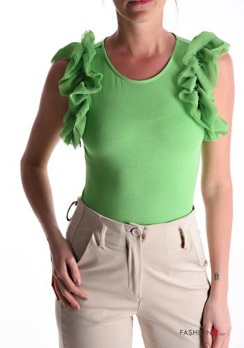  tulle sleeveless Bodysuit 