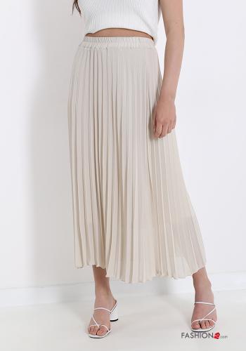  pleated Longuette Skirt  Beige