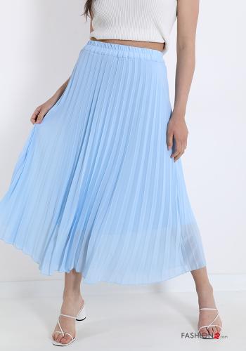  Saia plissê Longuette com elástico  Azul-bebé