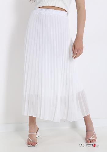  pleated Longuette Skirt  White