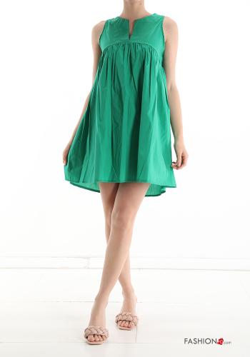  V-Ausschnitt Ärmelloses Kleid aus Baumwolle  Jade