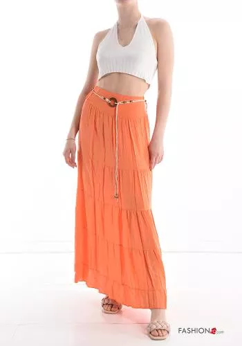  Longuette Skirt with belt with flounces