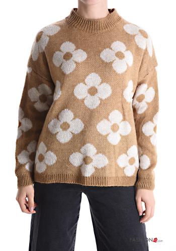  Floral Sweater  Beige