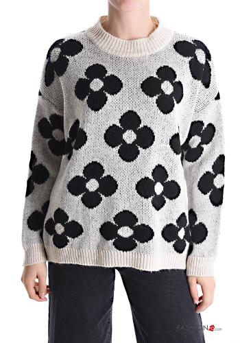  Floral Sweater  Silver
