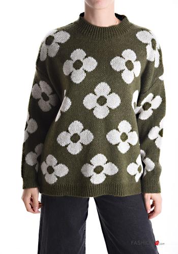  Floral Sweater  Light Olive-beige