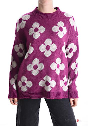  Floral Sweater  Fucsia