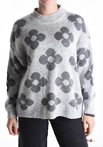  Floral Sweater  Grey