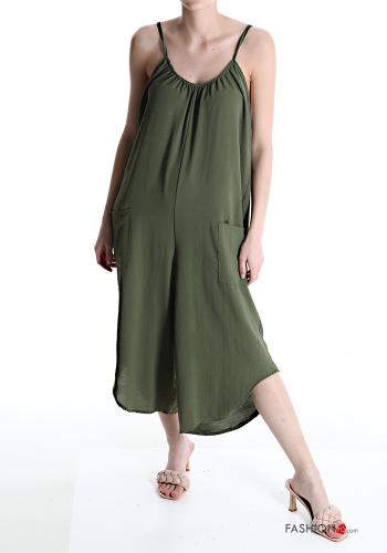  v-neck Jumpsuit with pockets Military green