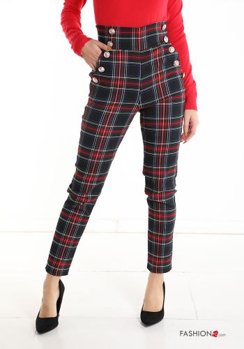  Tartan Trousers with buttons with pockets