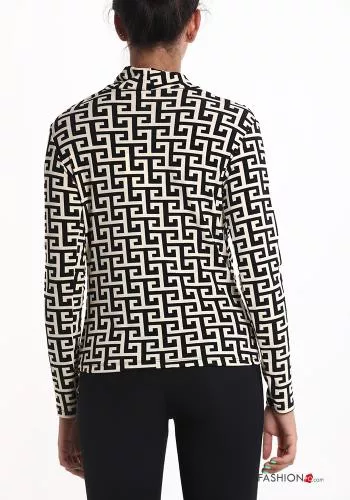  Geometric pattern Long sleeved top 