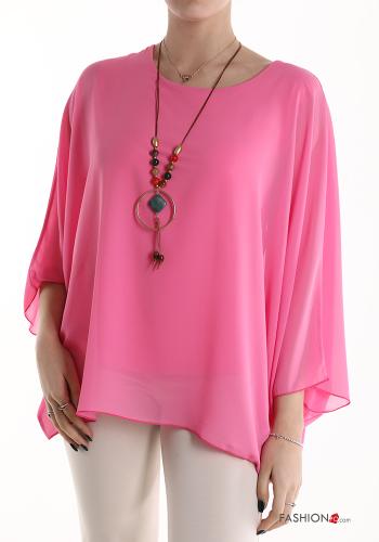  Blouse with necklace Dark pink