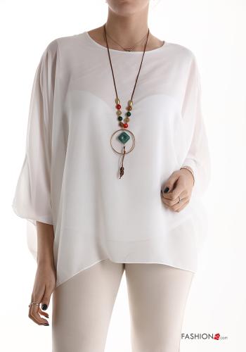  Blouse with necklace White