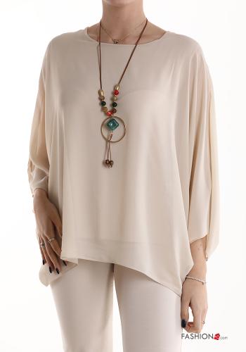  Blouse with necklace Biscuit