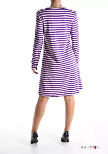 Striped long sleeve knee-length Dress 