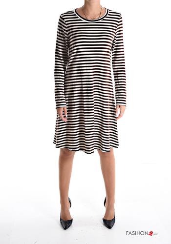  Striped long sleeve knee-length Dress  Dark brown
