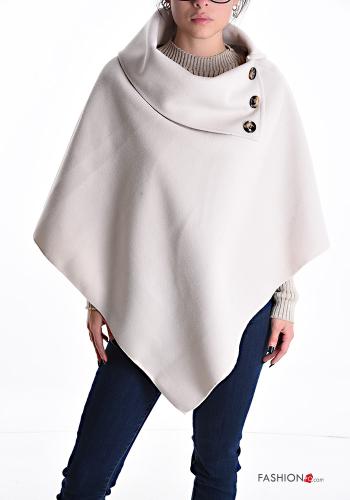  Poncho with buttons Beige