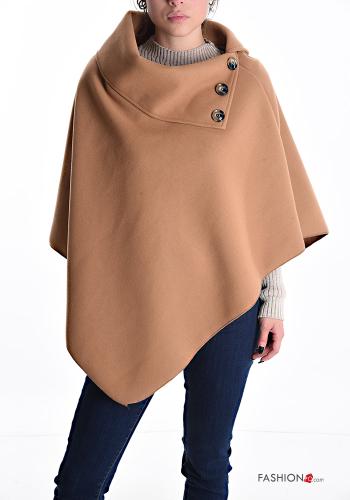  Poncho with buttons Camel