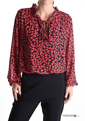  Blouse motif coeur avec noeud 