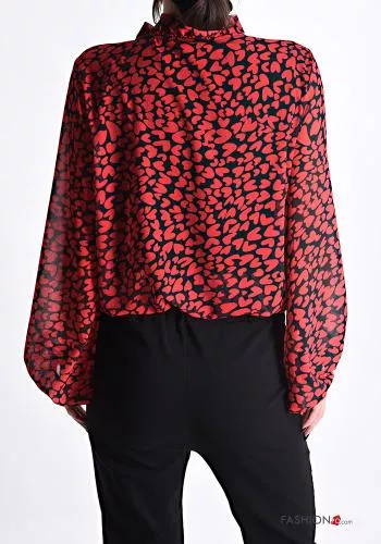  heart motif Blouse with bow