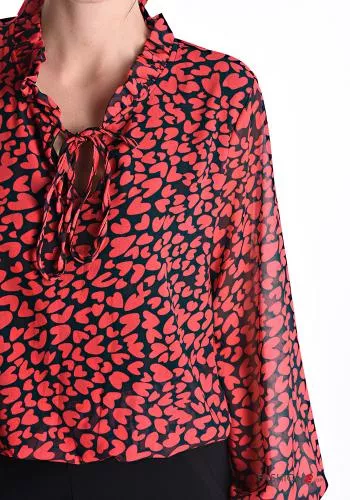  heart motif Blouse with bow