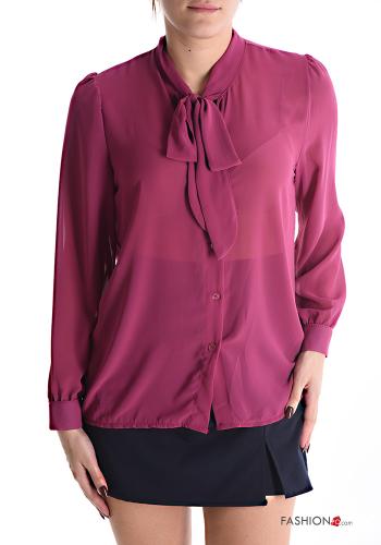  Hemd mit Schleife Aubergine Farbe