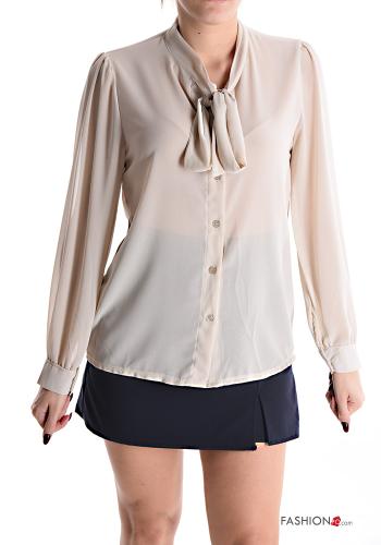 Hemd mit Schleife Beige