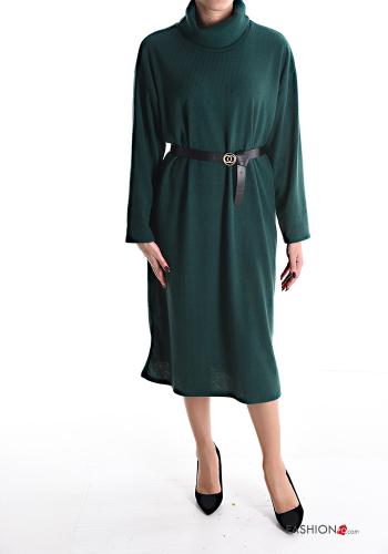  long Dress with belt Rollneck